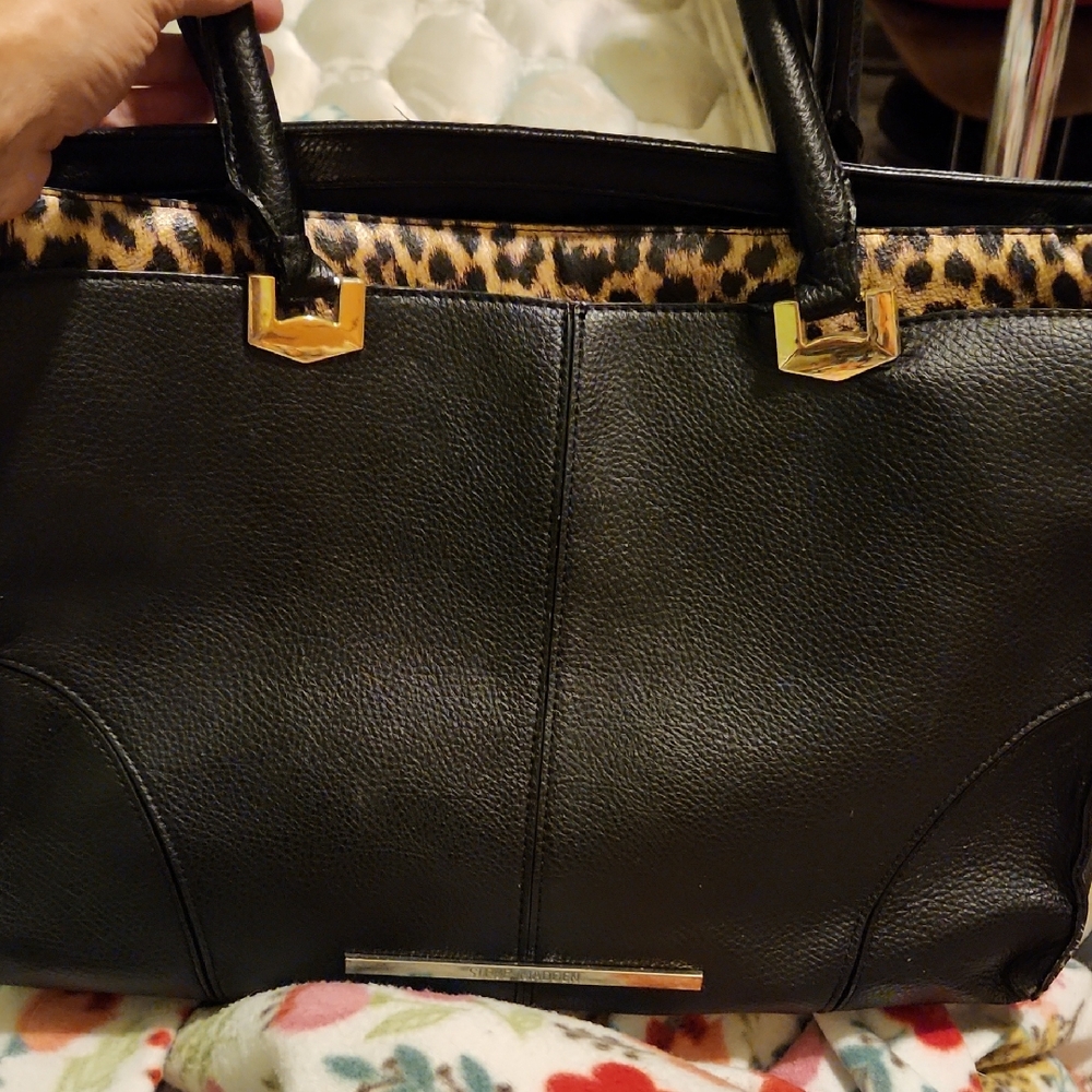 Steve Madden Black and Leopard Tote Bag